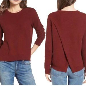 Madewell Province Cross-Back Pullover Knit Maroon Burgundy Sweater